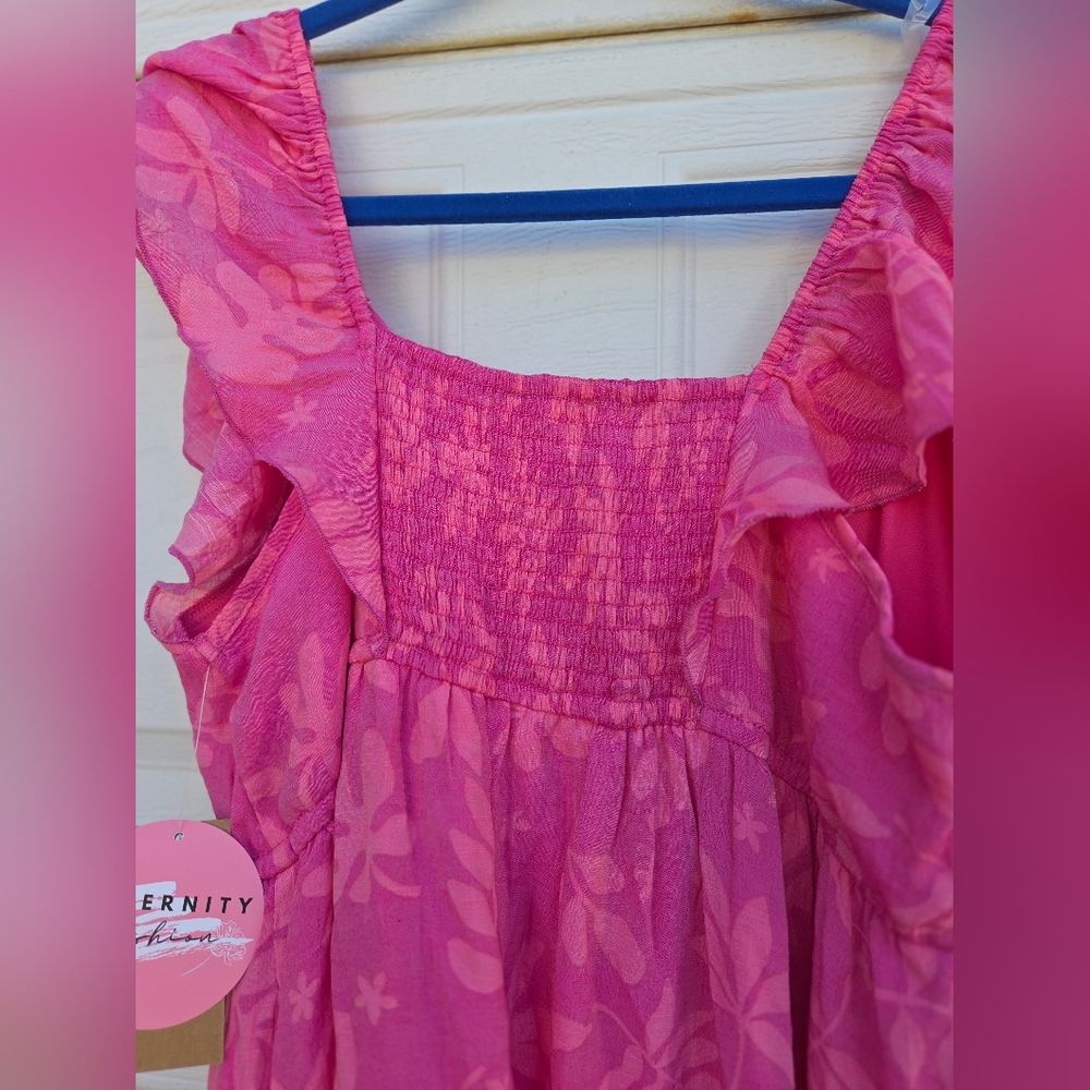 Maternity Pink Floral Dress - Picture 6 of 6